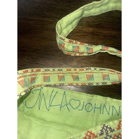 Johnny Was JWLA Green Linen Embroidered Flowers Purse Handbag Tote Bag Crossbody - Picture 3 of 11